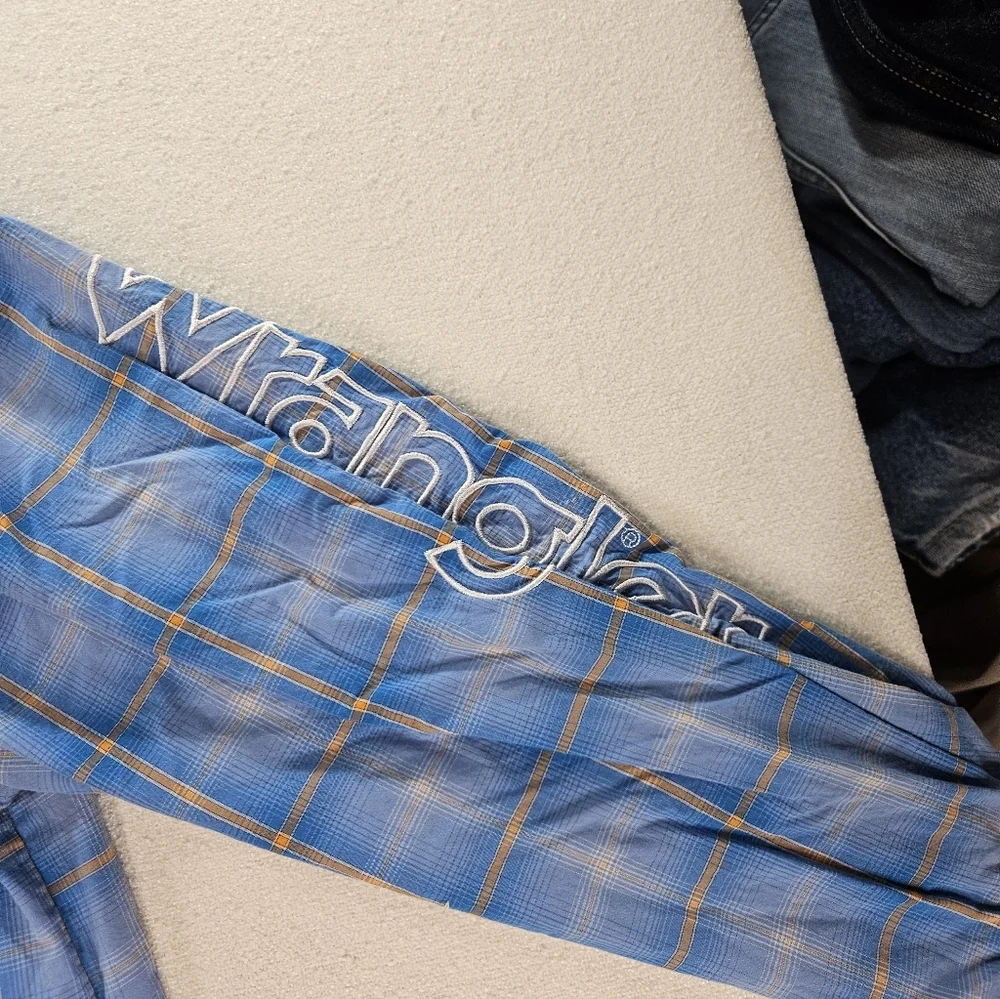 Wrangler Western Pearl Snap Shirt Large Blue Embroidered - Picture 4 of 8